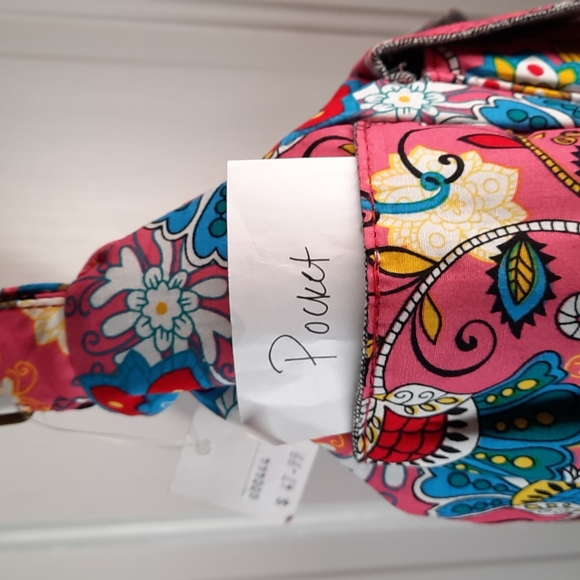 Purse Shoulder Messenger Crossbody Diaper Pockets Lightweight Cotton Pink Floral - Picture 5 of 14